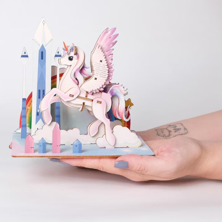 Detaljebillede af Unicorn 3D Puzzle fra EscapeWelt – 3D Træpuslespil for Kids