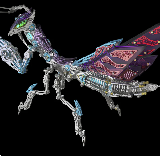 Billede af 3D Giant Praying Mantis Blue/Purple/Silver