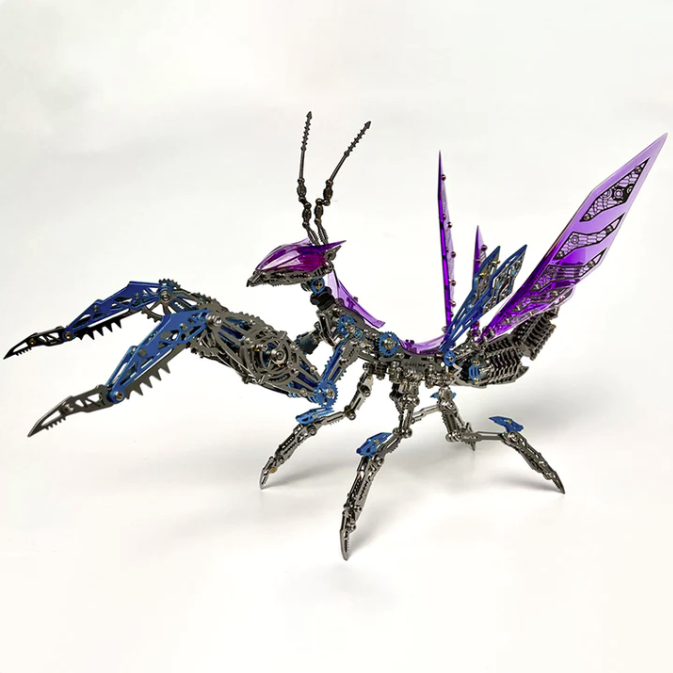 Billede af 3D Giant Praying Mantis Blue/Purple/Silver