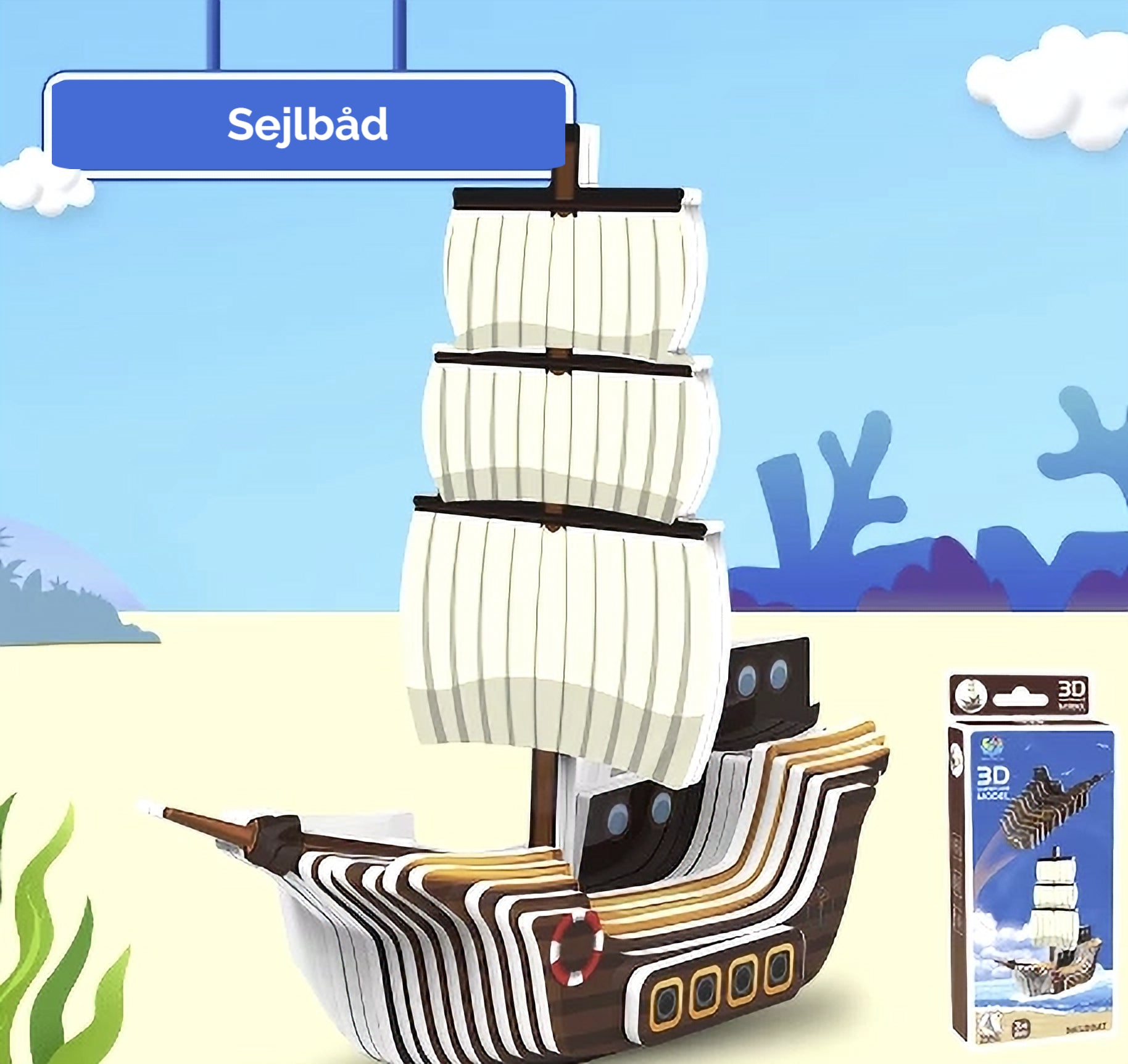 Billede af 3D Paper Puzzle Sejlbåd - Byggesæt