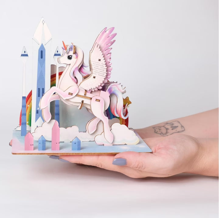 Detaljebillede af Unicorn 3D Puzzle fra EscapeWelt – 3D Træpuslespil for Kids