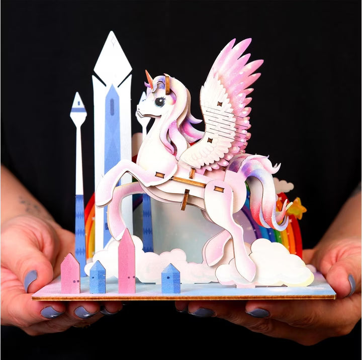 Detaljebillede af Unicorn 3D Puzzle fra EscapeWelt – 3D Træpuslespil for Kids