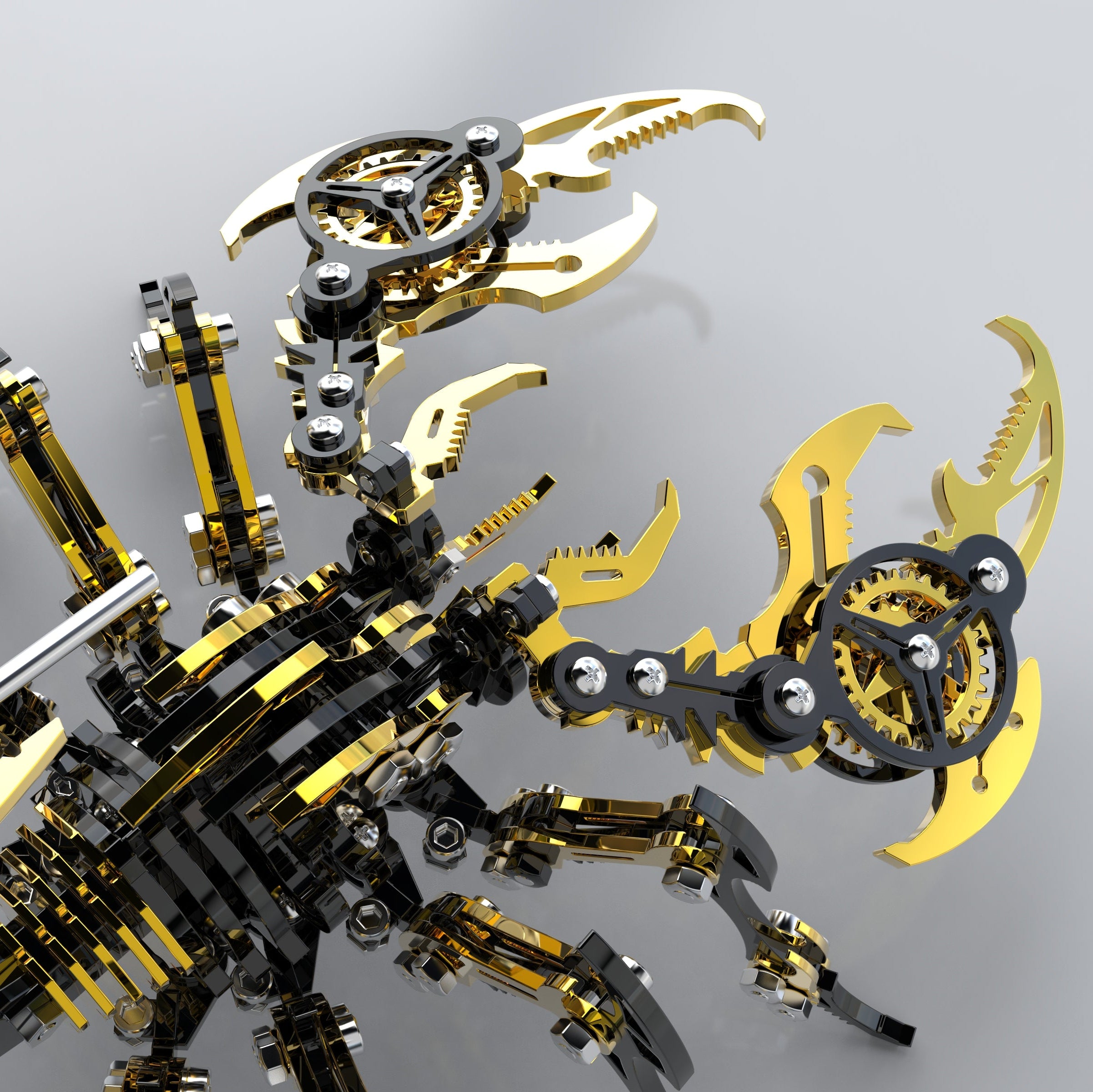 3D metal skorpion sort guld farve 