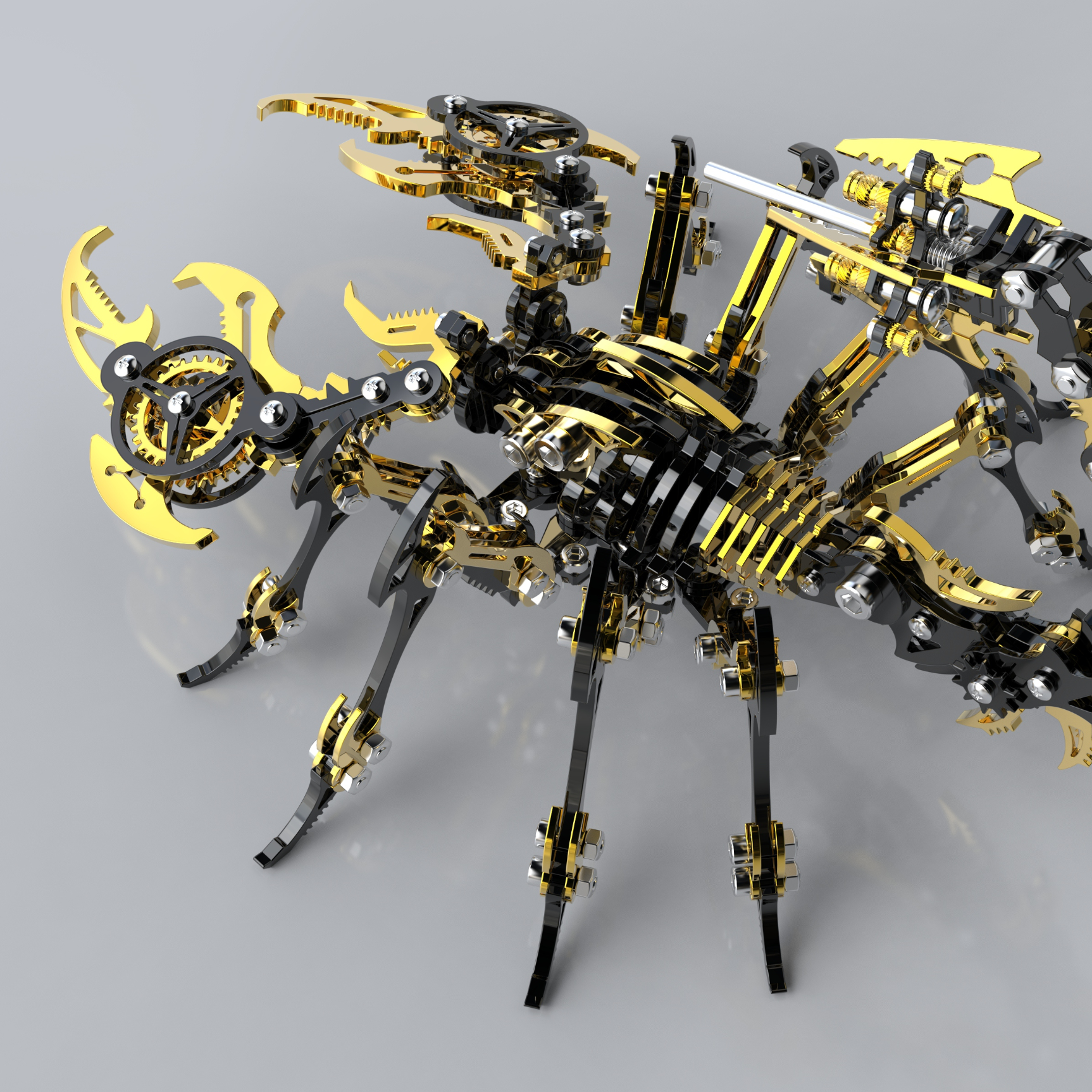 3D metal skorpion sort guld farve 