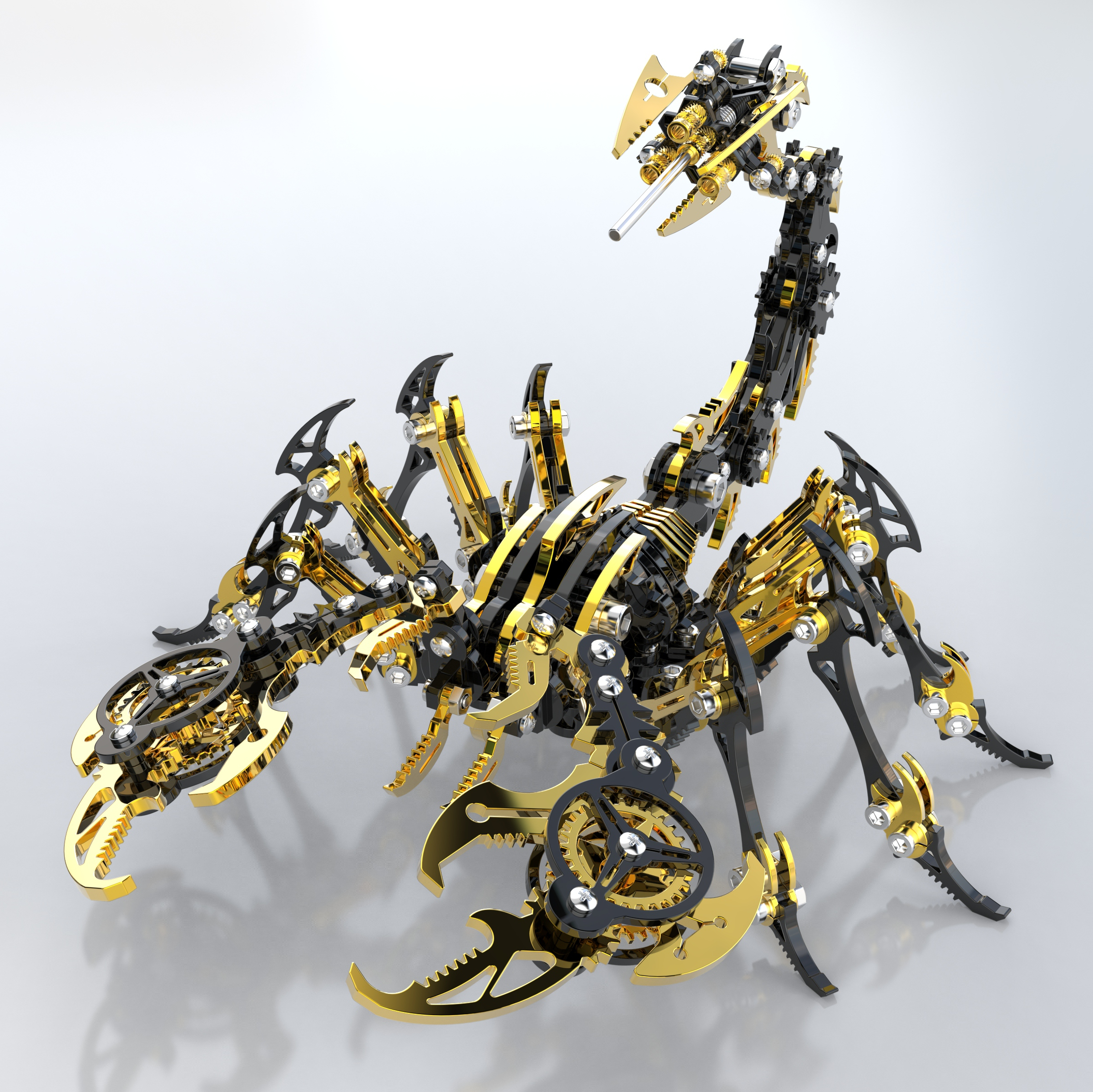 3D metal skorpion sort guld farve 