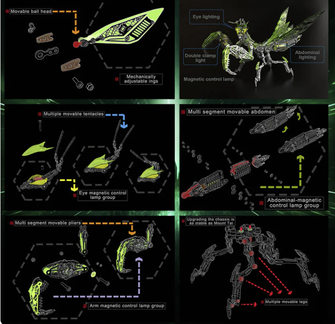 Billede af 3D Giant Praying Mantis Green/Silver