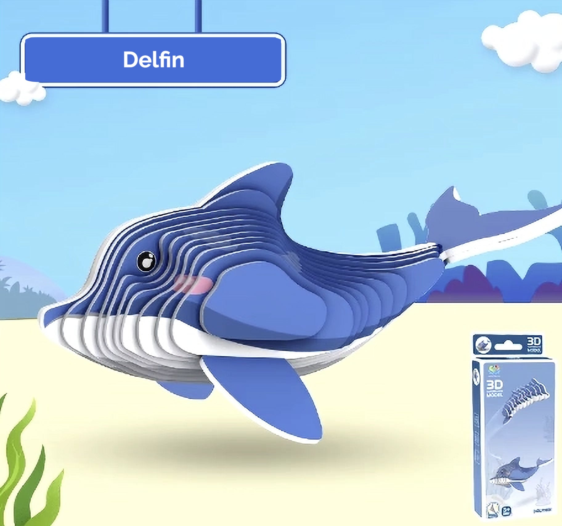 Billede af 3D Paper Puzzle Delfin - Byggesæt