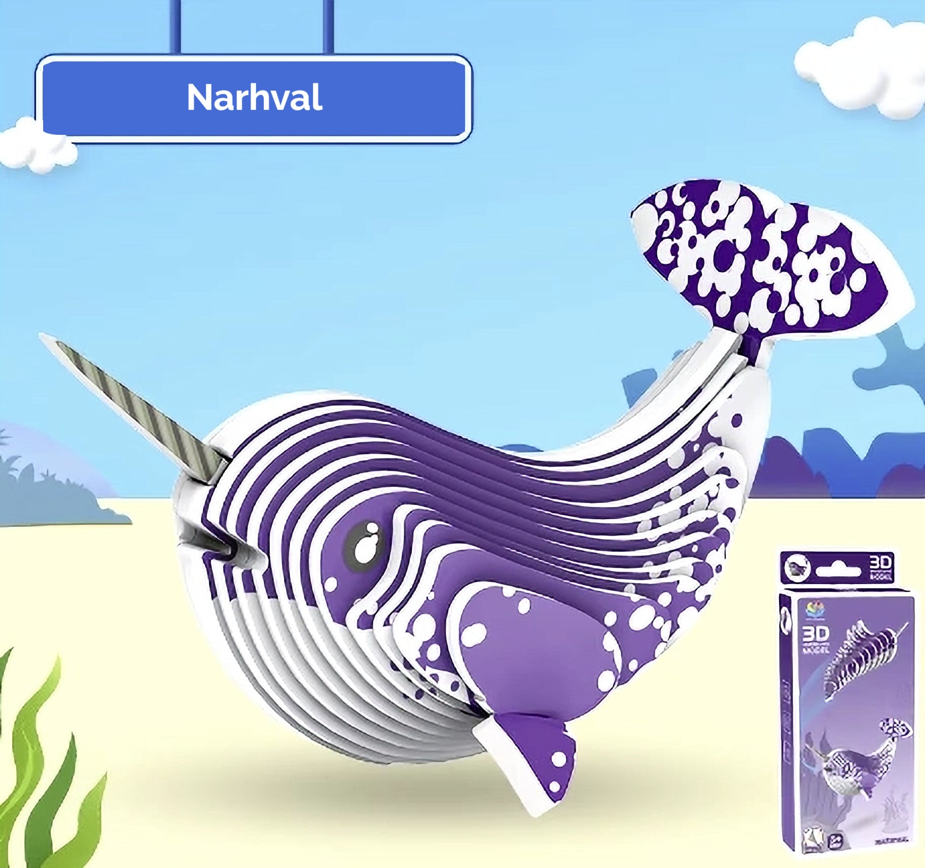 Billede af 3D Paper Puzzle Narhval - Byggesæt