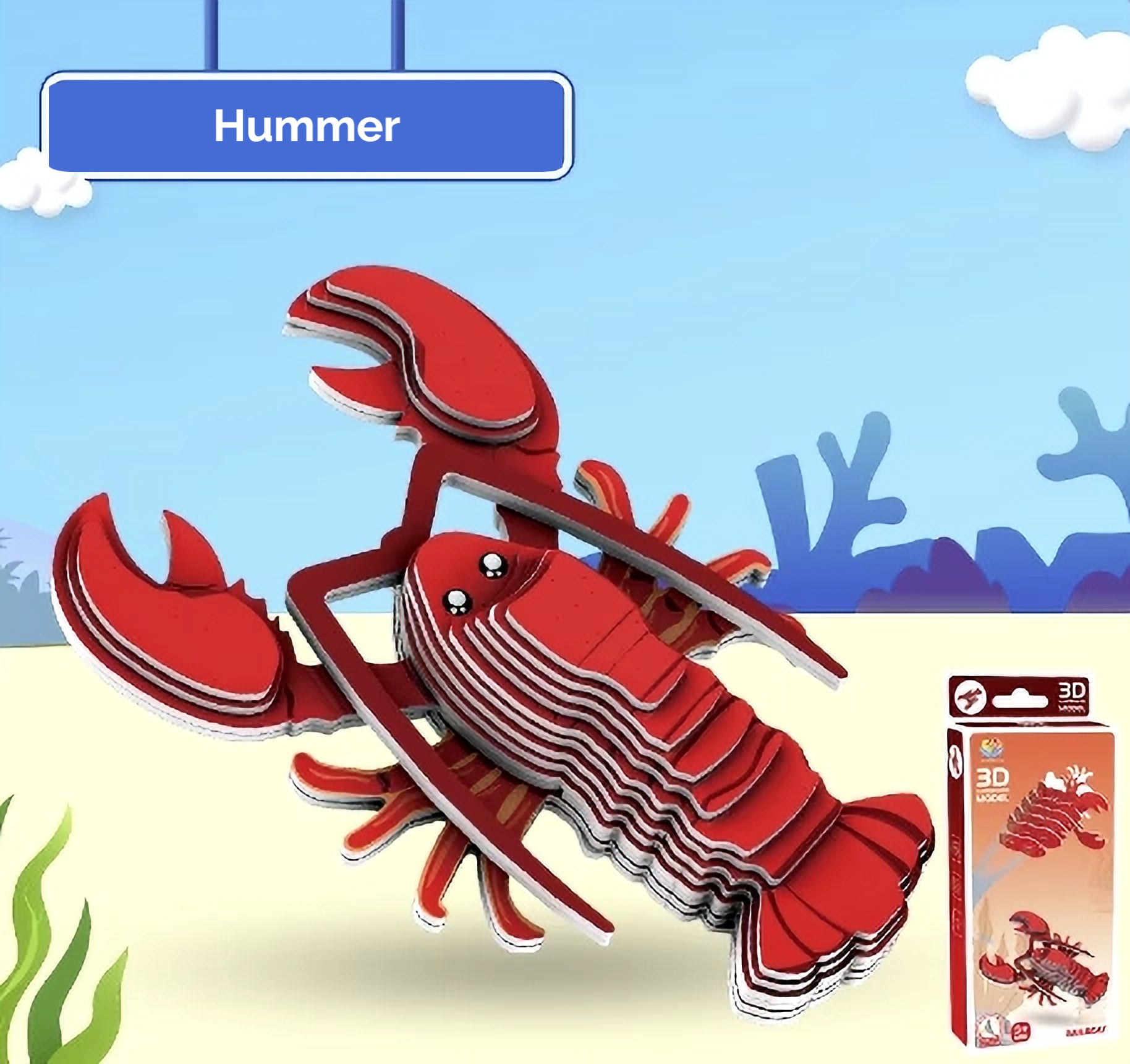 Billede af 3D Paper Puzzle Hummer - Byggesæt