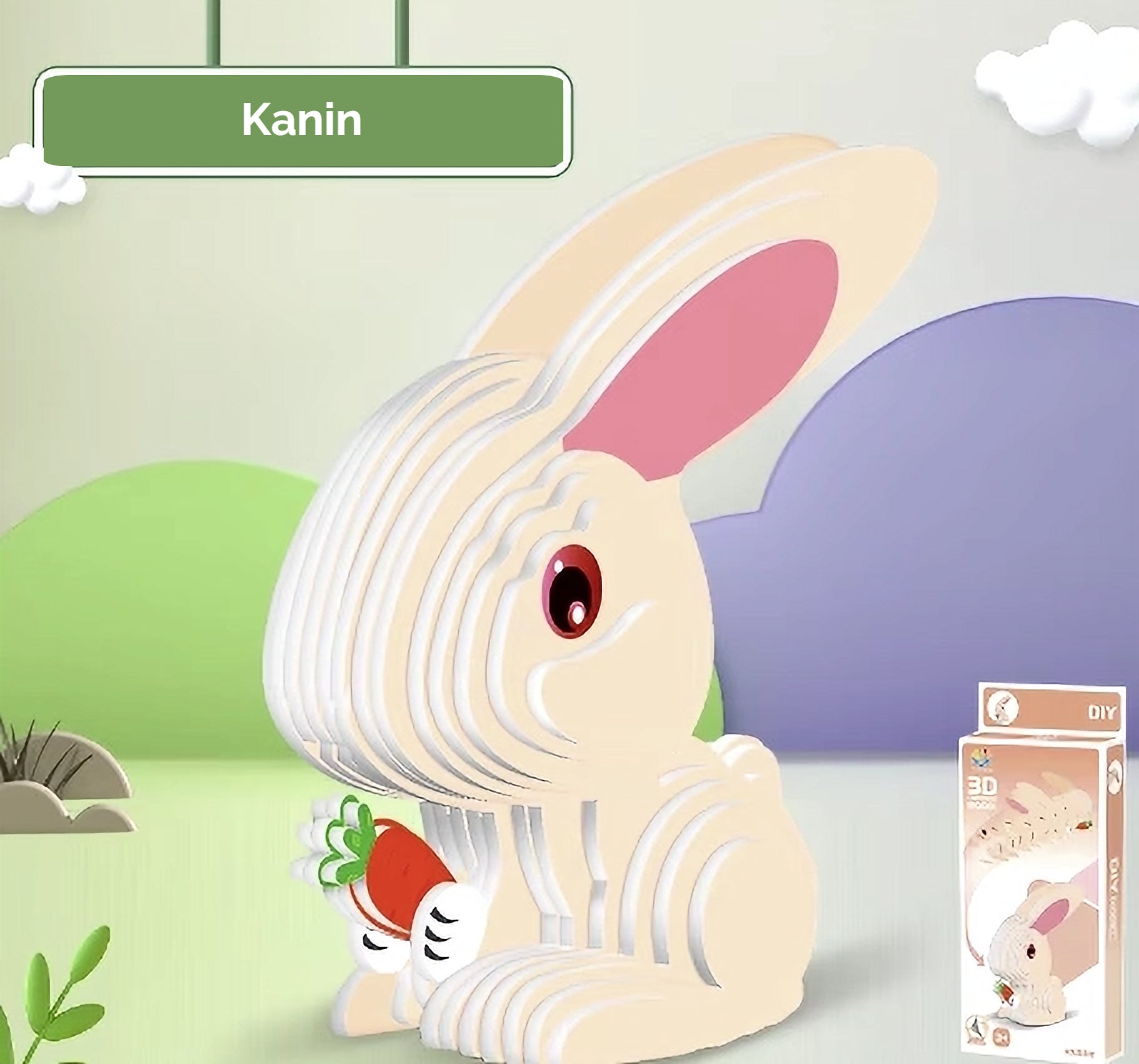 Billede af 3D Paper Puzzle Kanin - Byggesæt