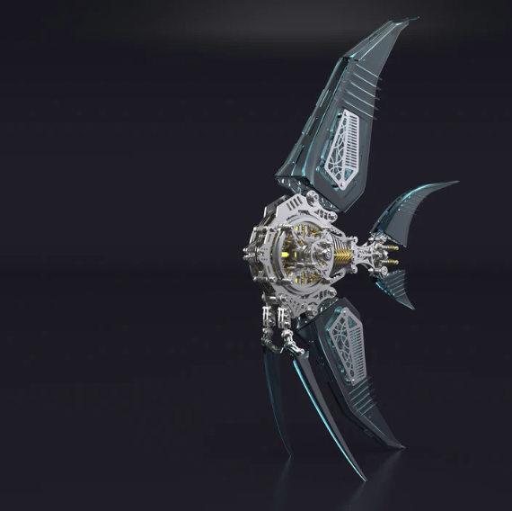 Billede af 3D Angel Fish Blue Metal Puzzle