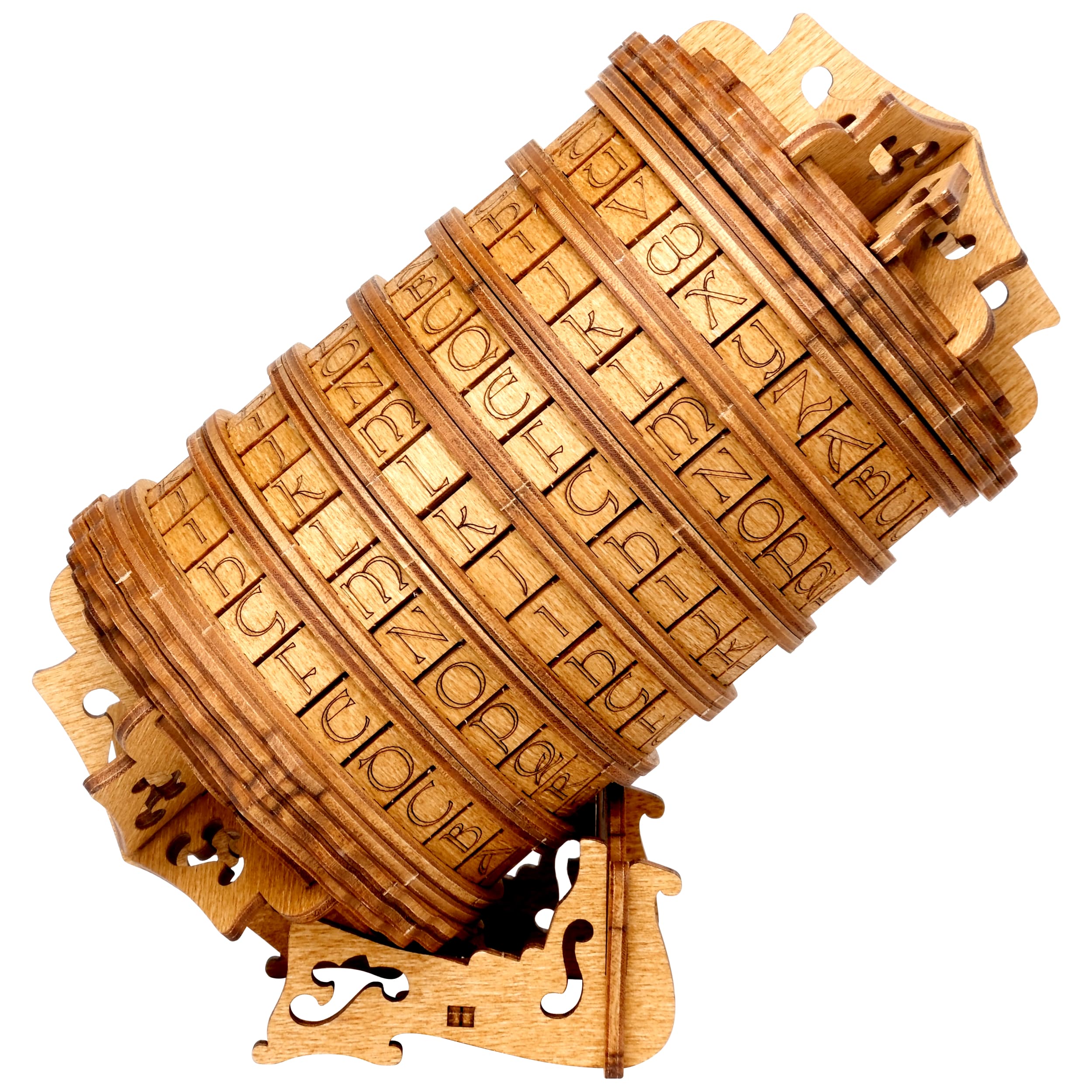 Cryptex fra EscapeWelt – Træpuslespil med kode og hemmeligt rum vist som samlet model