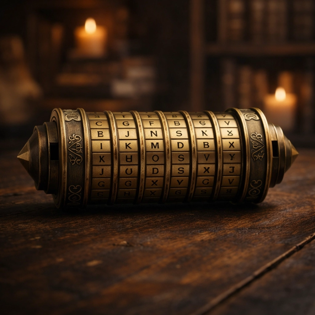 Da Vinci Cryptex Puzzlebox i messing – mekanisk kodelås med bogstaver