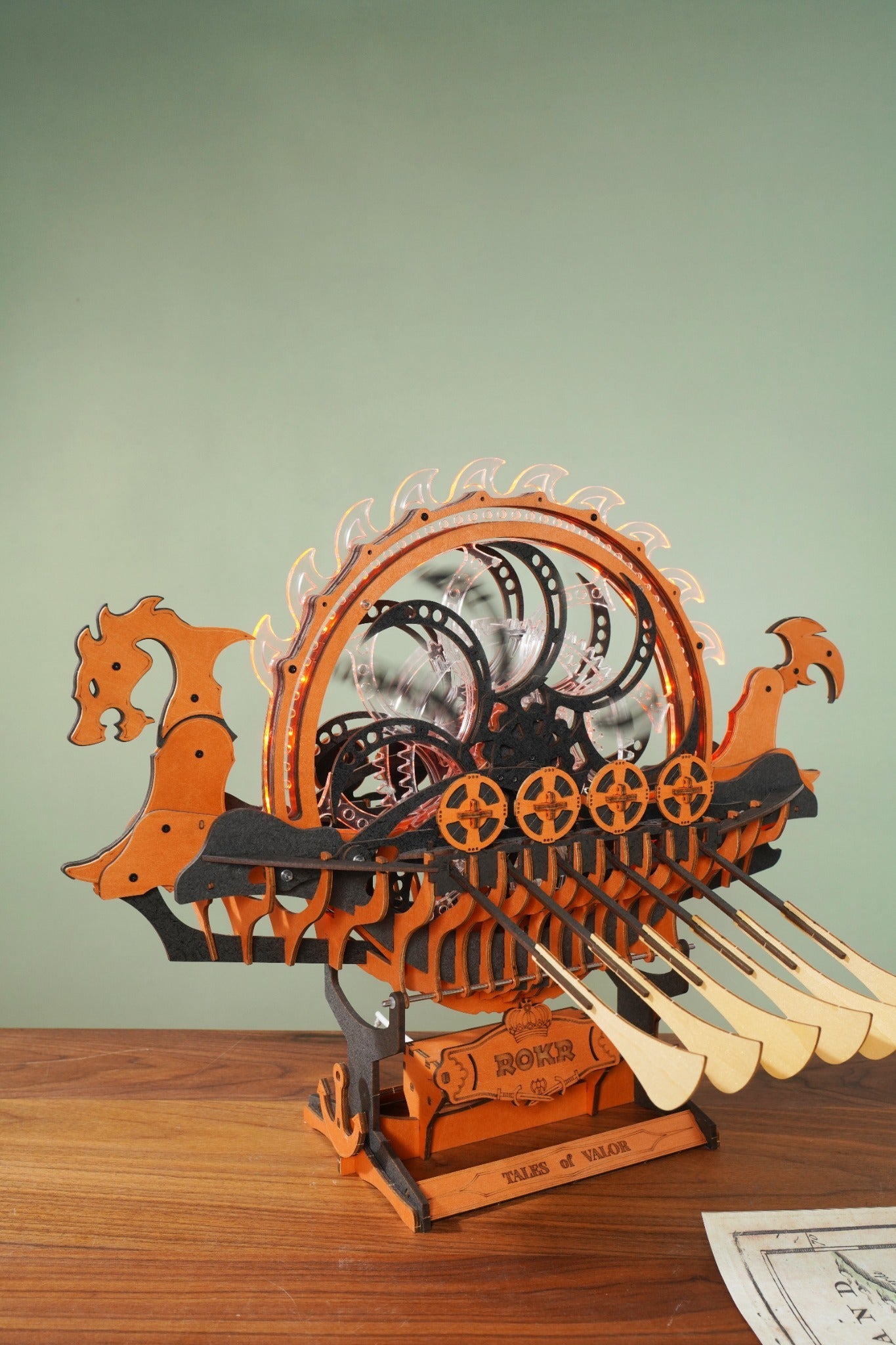 ROKR Viking Dragon Ship – Mekanisk 3D Træpuslespil