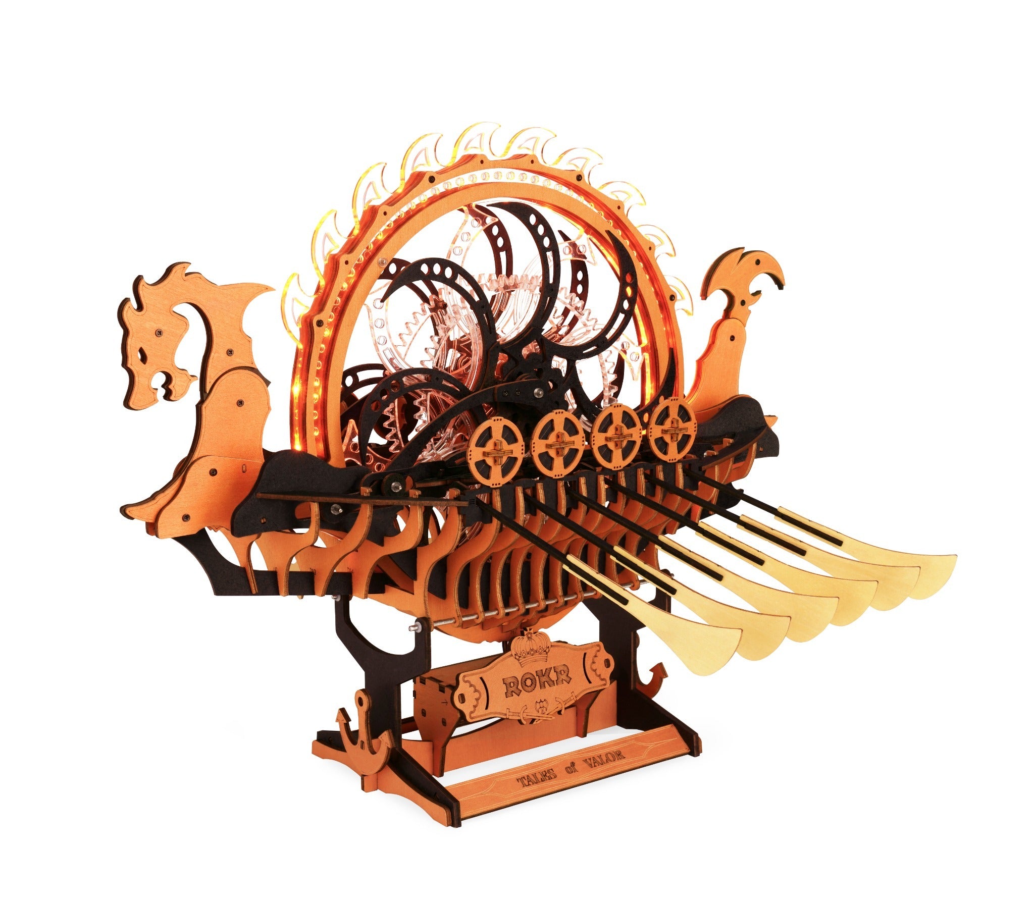 ROKR Viking Dragon Ship – Mekanisk 3D Træpuslespil